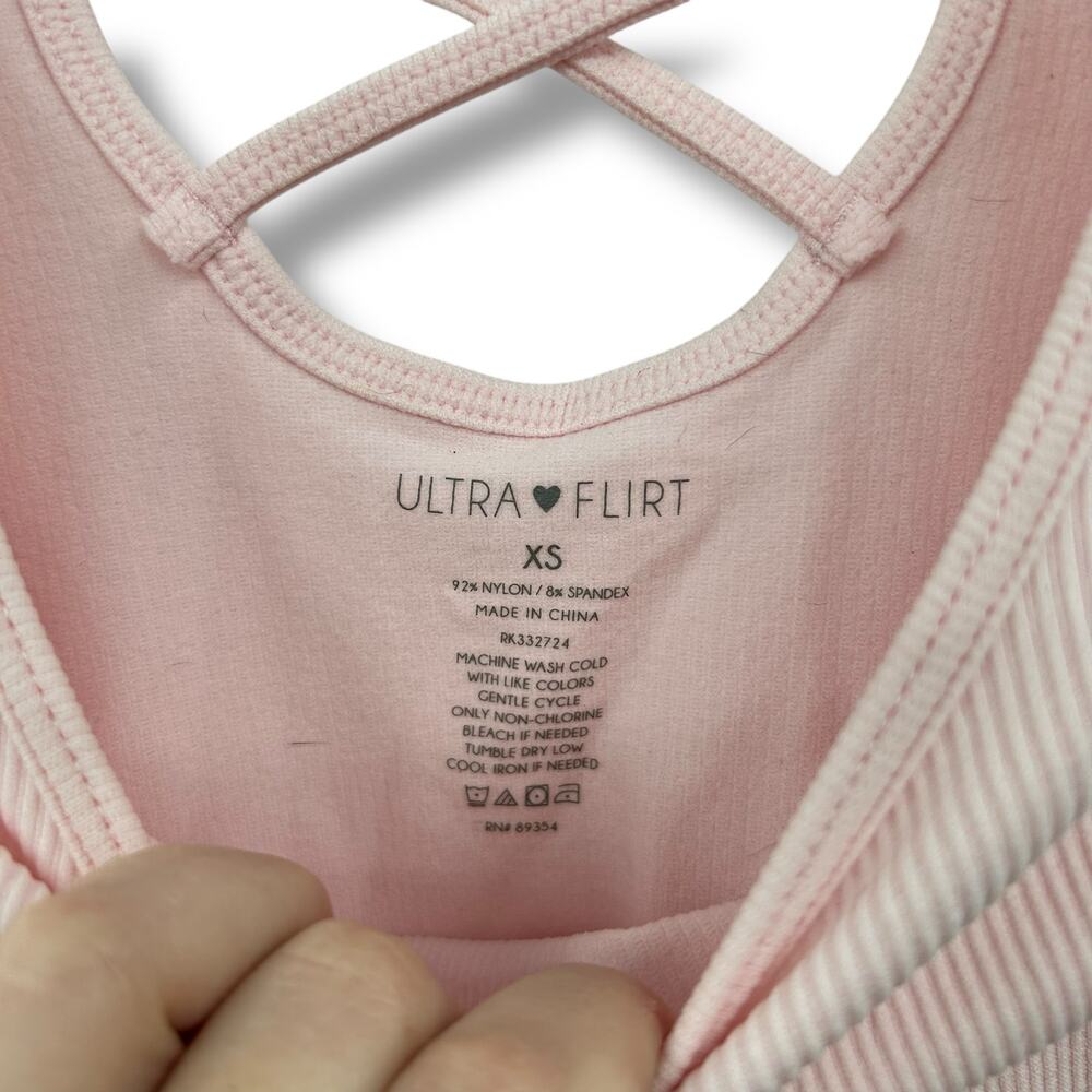 NEW Light Pink Lattice Back Bodysuit XS Coquette Blush Thong Ultra Flirt - Picture 7 of 10